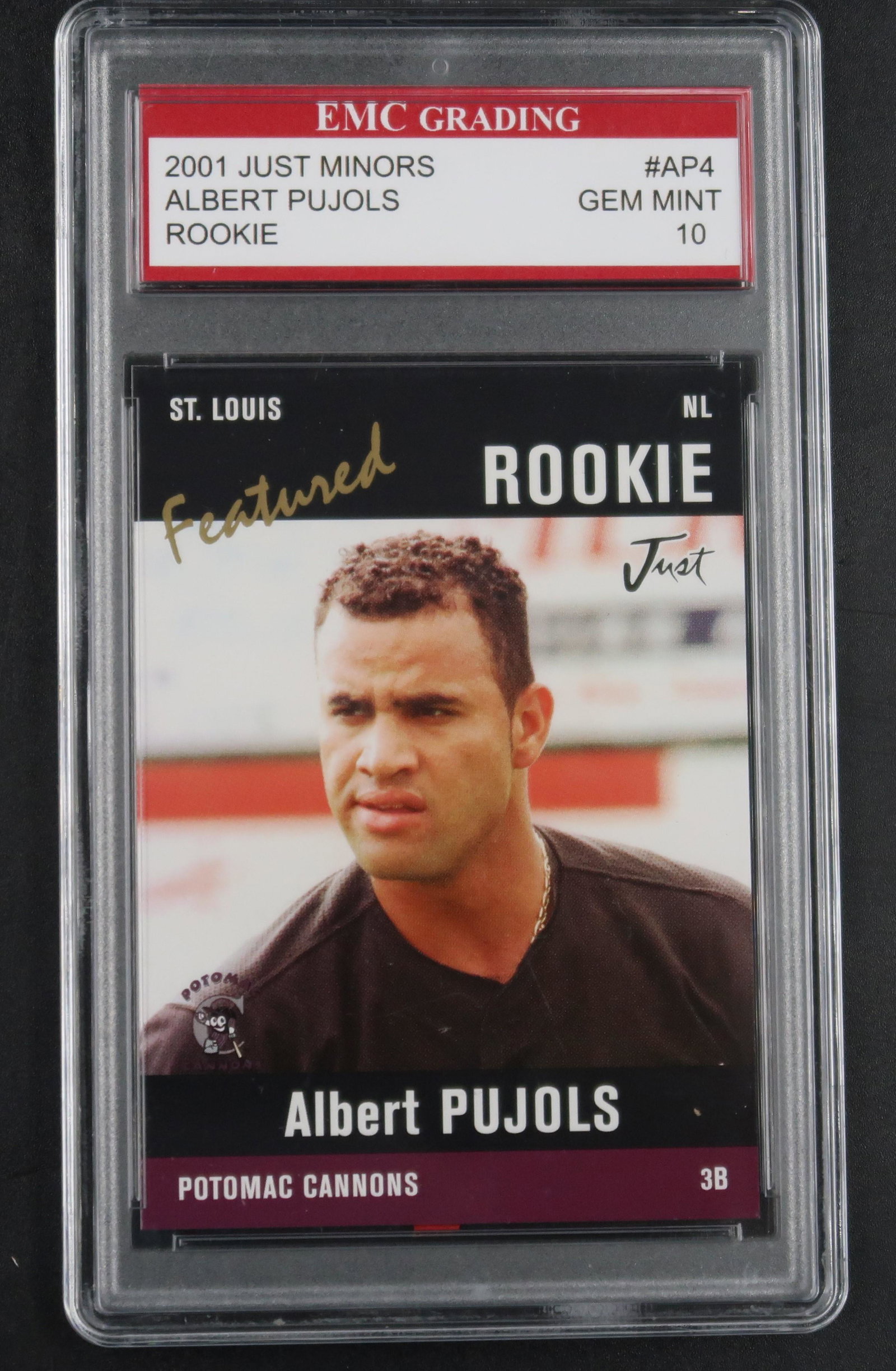 Albert Pujols Base Ball Player: Size: 5 1/2" x 1/8" EMC grading 2001 just minor Albert Pujo Rookie