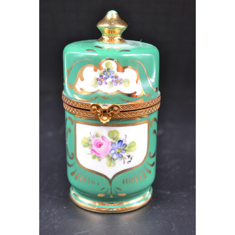 Limoges Lidded Dresser Box, Signed by artist Hinged Lid (1 of 5)