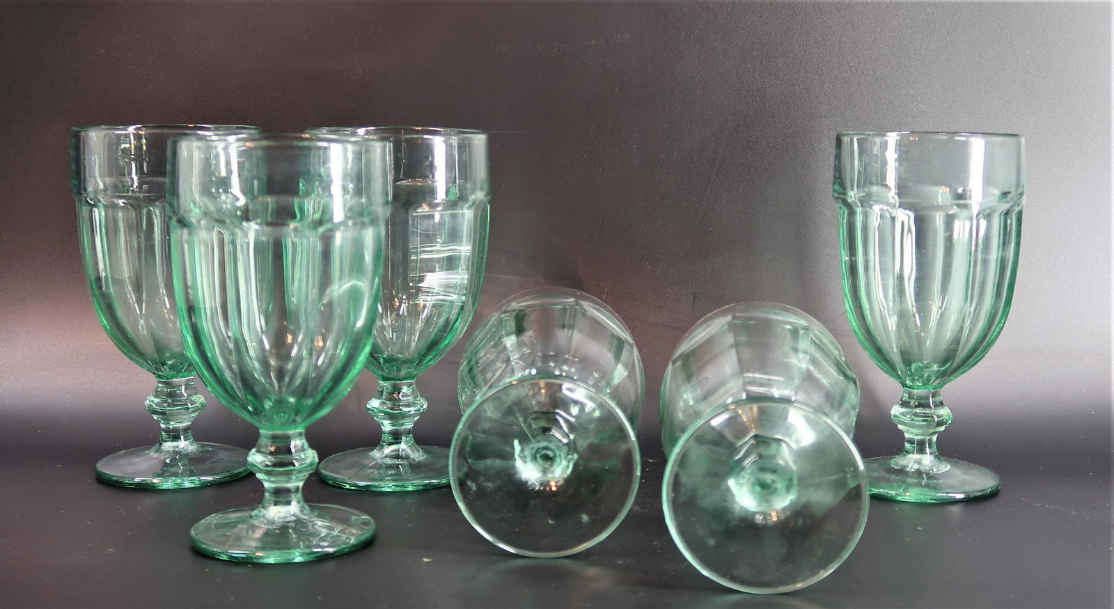 (6)Antique Flint Glass Water Goblets (1 of 5)
