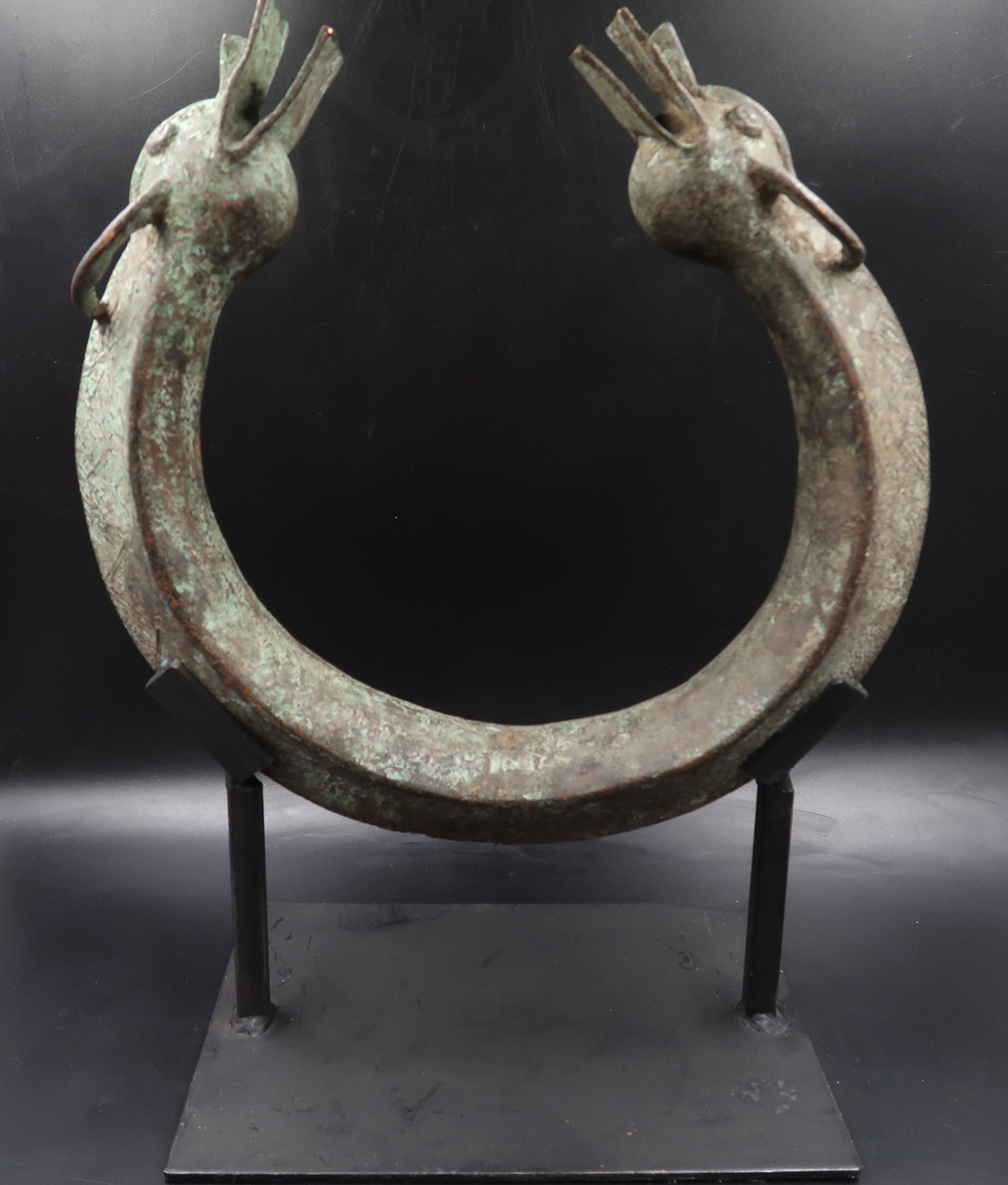 African Bronze/Copper Currency on Custom stand 1600s: Size: 16" x 12" XL African bronze currency on custom stand 1600s