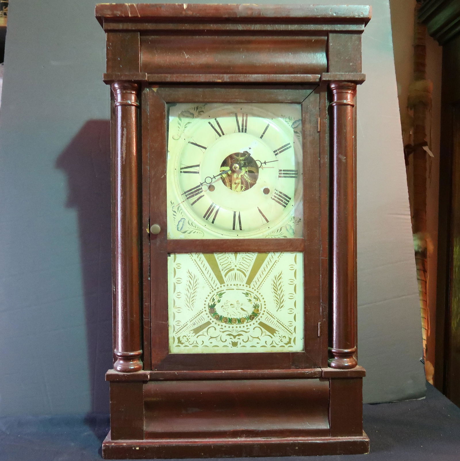 Mantle Mahogany clock needs rope have whites 1880 (1 of 6)