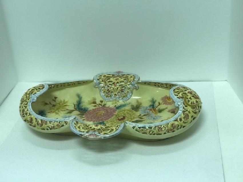 Zsolnay Porcelain 19th Century Dish: 18"W x 12"D x 4.5"H