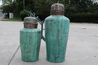 Pair of Patina Copper Large earns with cover tops