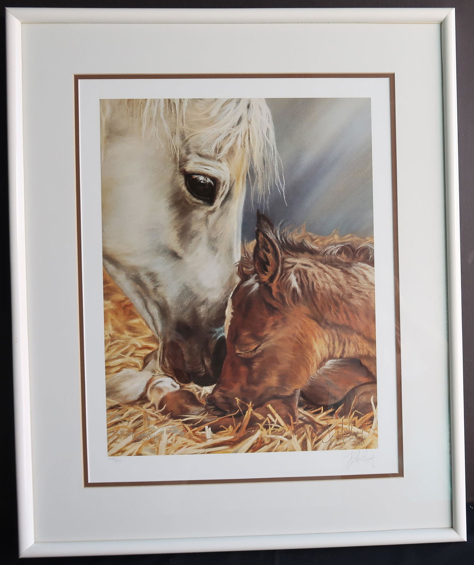 ti McElray 148 of 500 hand signed Sift Horses: 18" X 14" Picture 28" X 23" Frame Litho