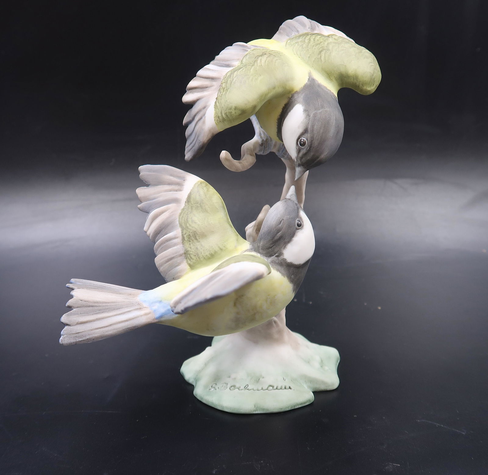 2 Flying Porcelain Birds Signed Bachmann: Size: 5"H x 6"W x 3"D Signed Bachmann