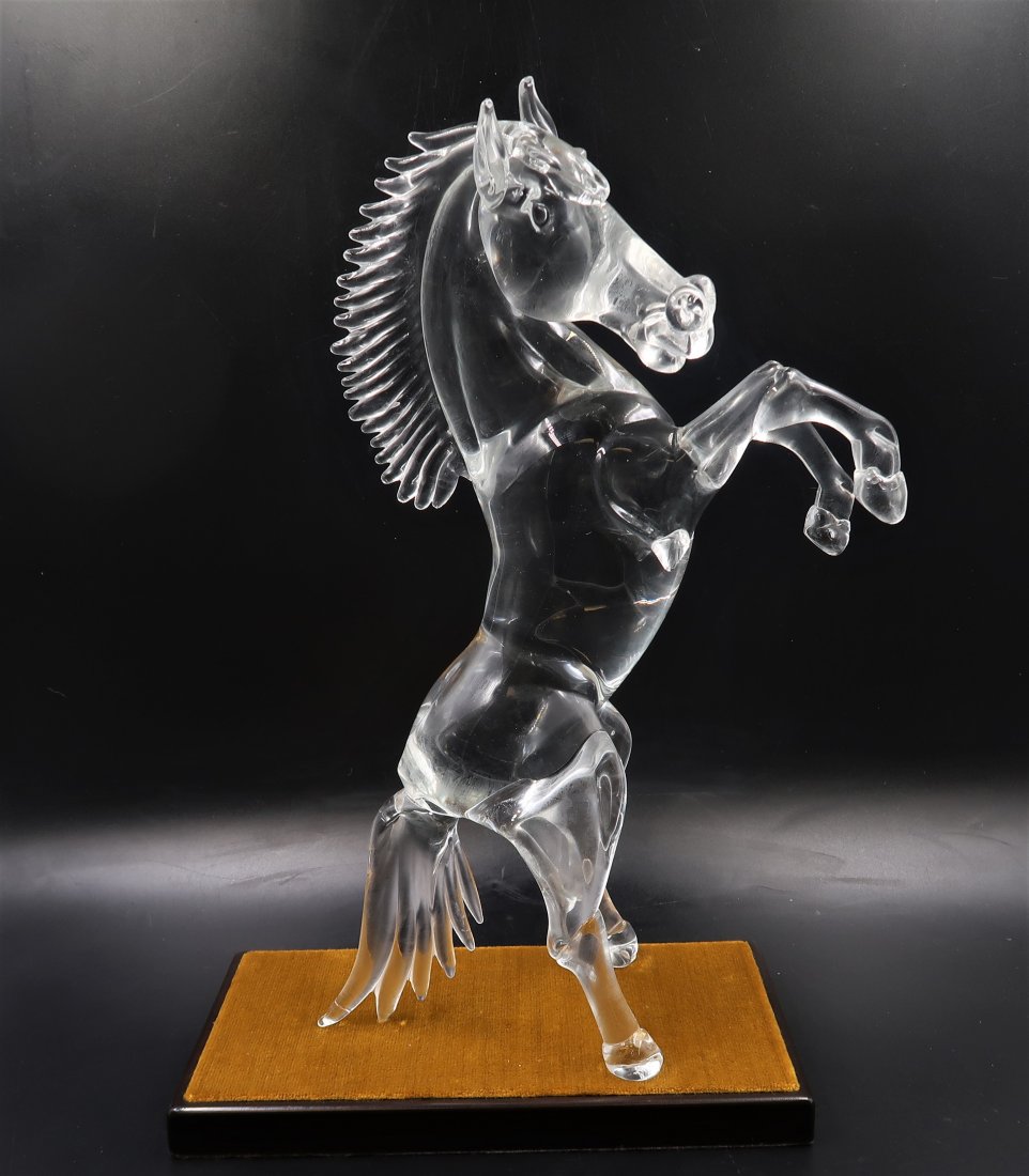 Stallion Rearing Horse Silver Crystal: Size: 14"H x 9" x 4 1/2 - this horse standing up and there is a singed at front leg.Stallion Rearing Horse Silver Crystal