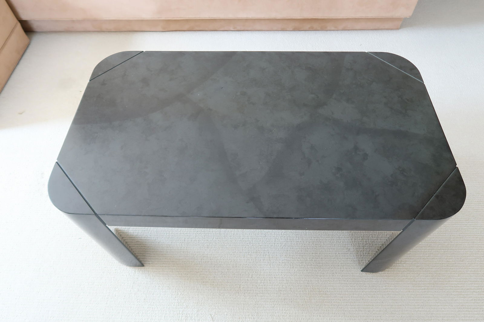 Center Black Table Semicircular Legs: Size: 38 x 18" x 16" (2)black painted wood semicircular legs