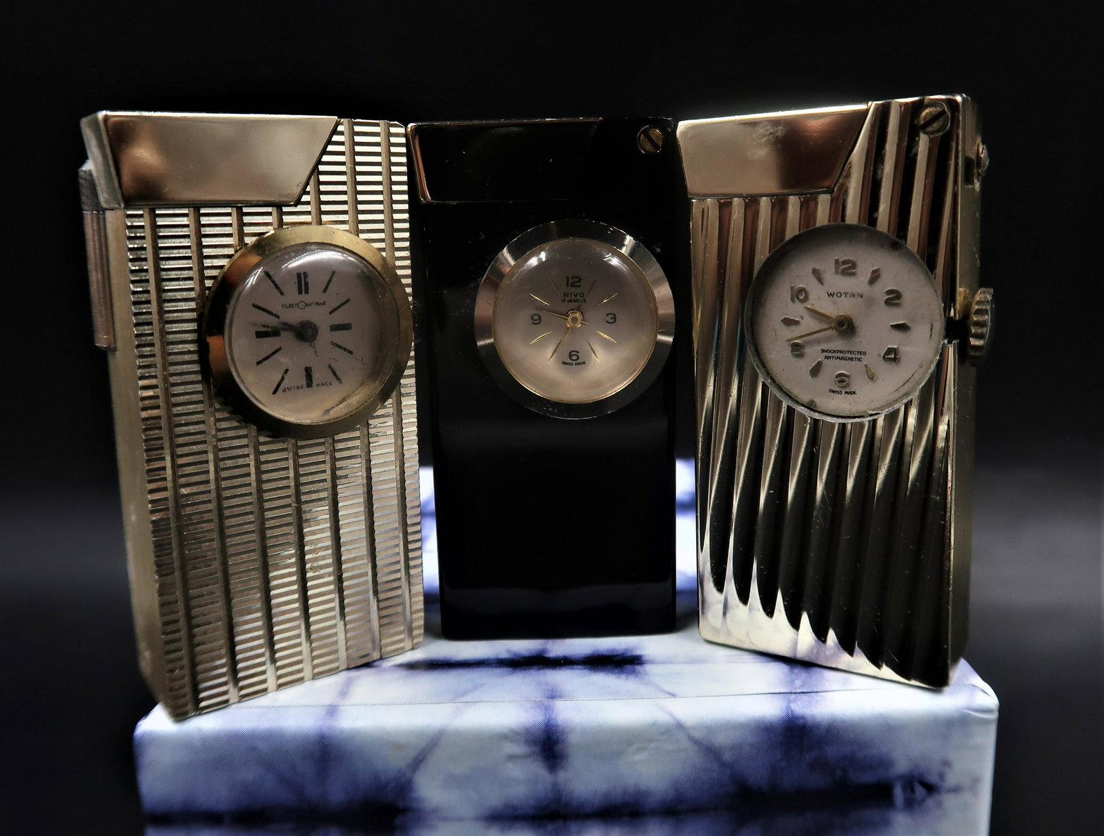 Gold 3pcs. Clocks Lighters Vintage - 4