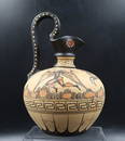 Hand Made Etched and painted Pitcher Greece Hydria