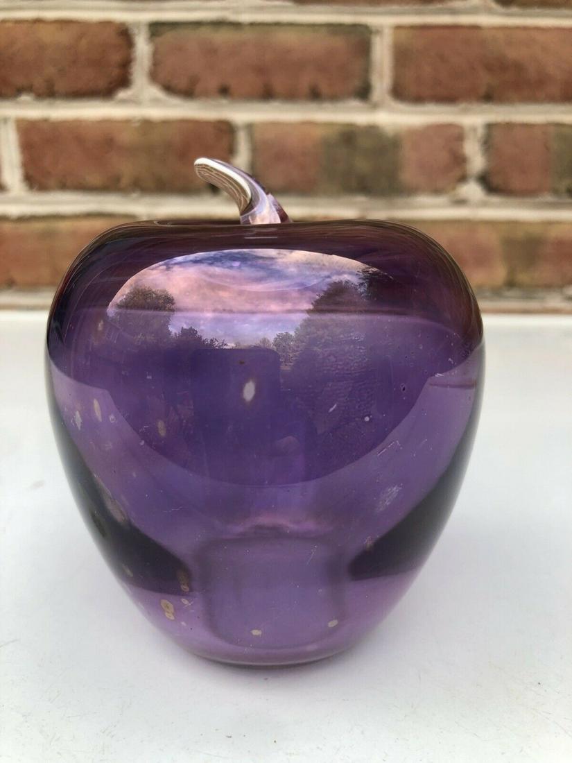 Tiffany & Co. Authentic Glass Apple Paperweight Purple: Tiffany & Co Authentic Glass Apple Paperweight Purple Hollow Signed Rare Vtg