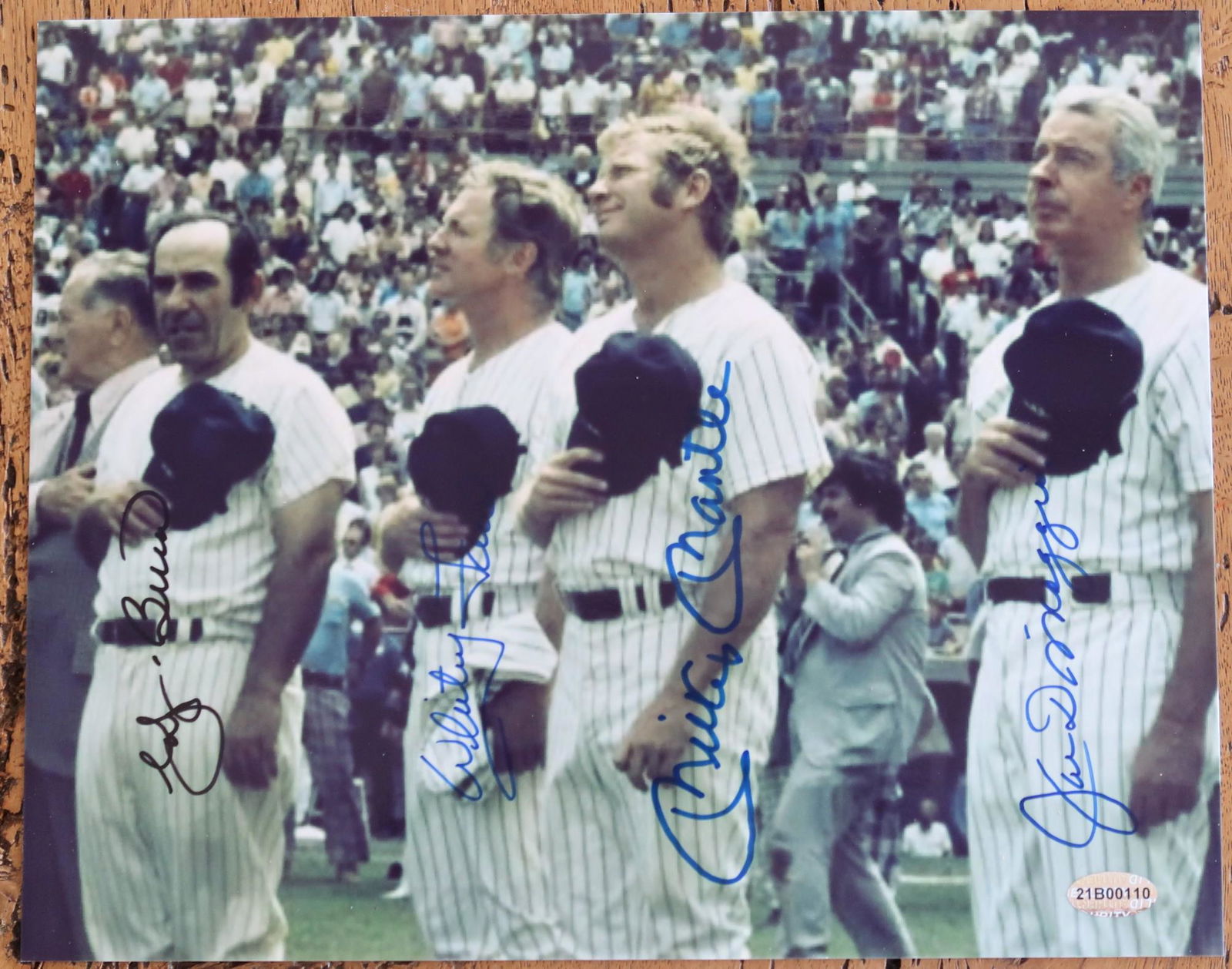 Ford/Berra/Mantle /Dimaggio Signed Photo 8 X10 Framed: COA By All American Sports 21B00110 Autographed Document is Guranteed to be 100% Genuine.