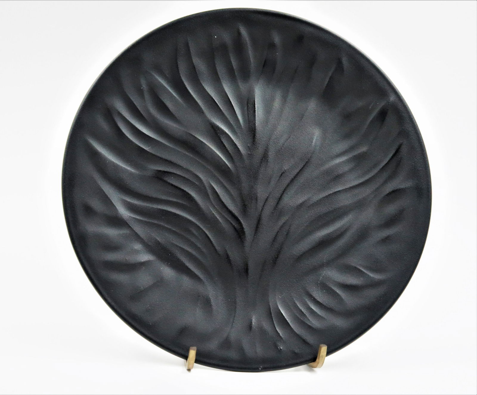 Vintage Lalique France Signed Black Glass Plate Algues (1 of 3)