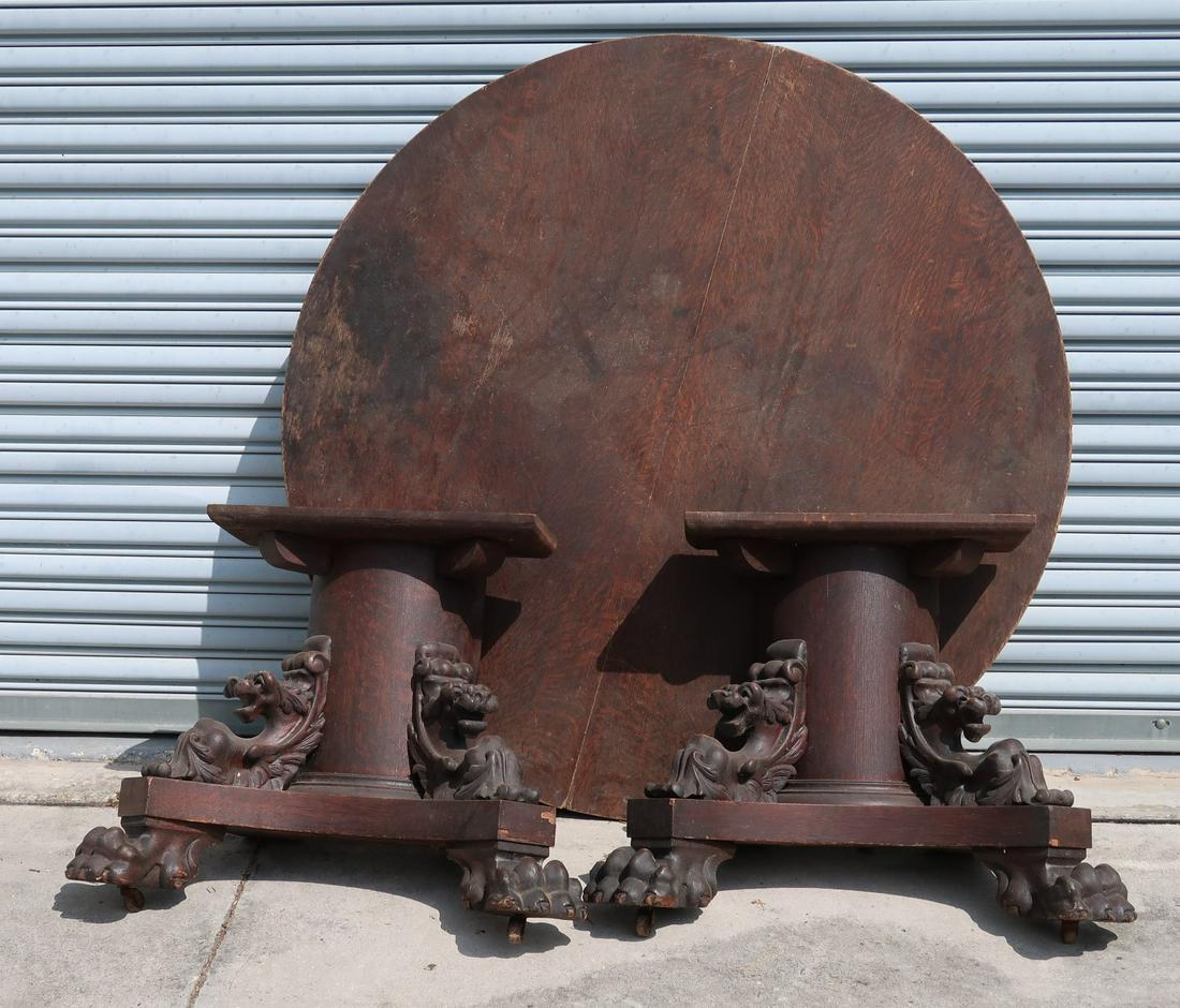 1800s Oak Lion Body and Claw Base 54" Entrance Table (1 of 9)