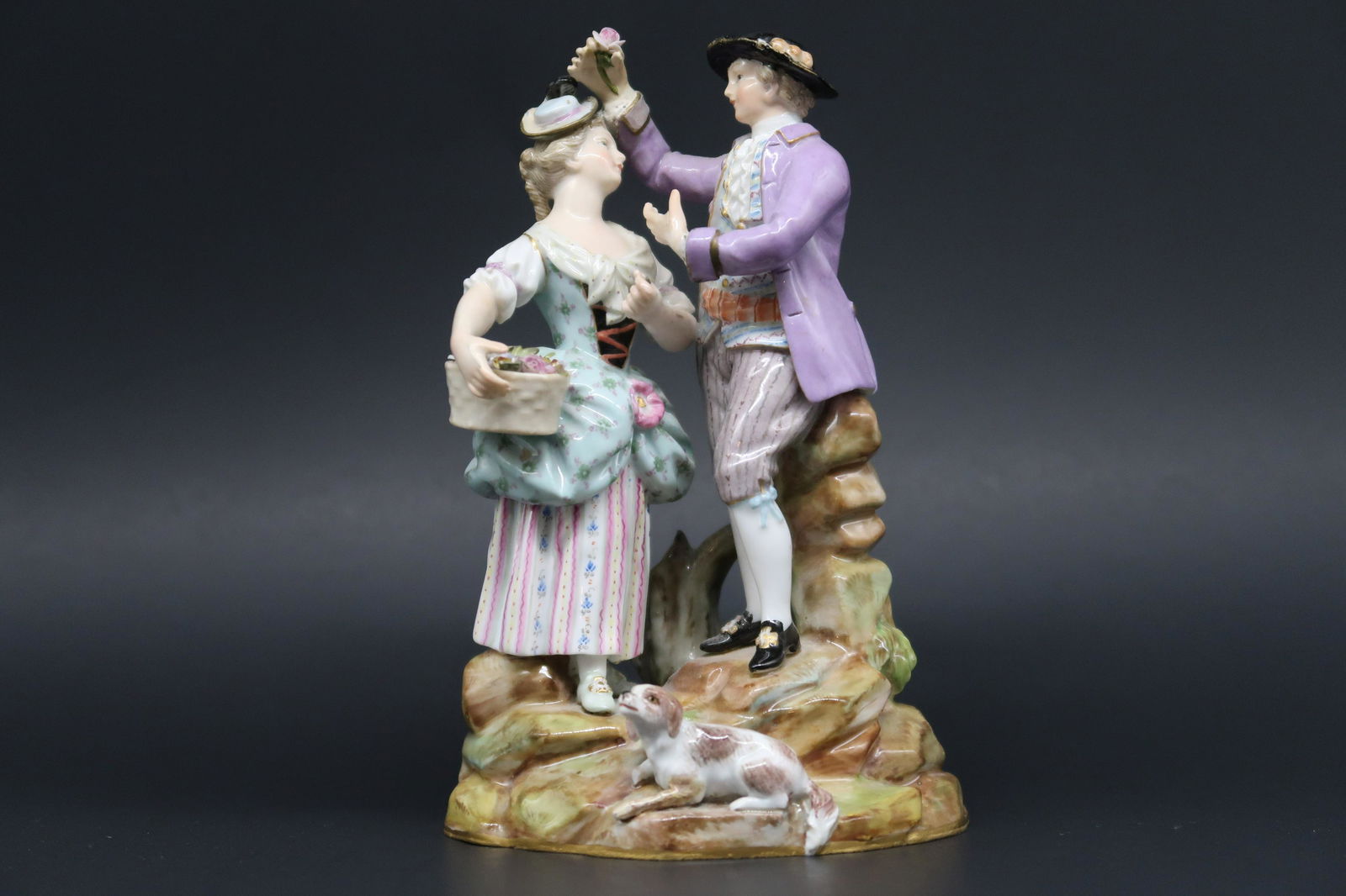 Antique Meissen Dancing Couple Figure Group Pitrot (1 of 8)