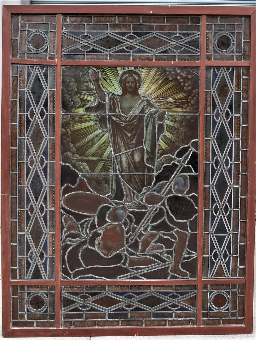 Leaded Stain Glass"the Risen Jesus": Design Drawing for Stain glass, Size: 78"h x 54" L Leaded Stain Glass "The Risen Jesus"