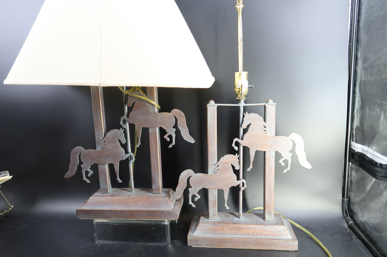 Western Kraffs Horse  Hand Made out of Copper Two Lamps (1 of 4)