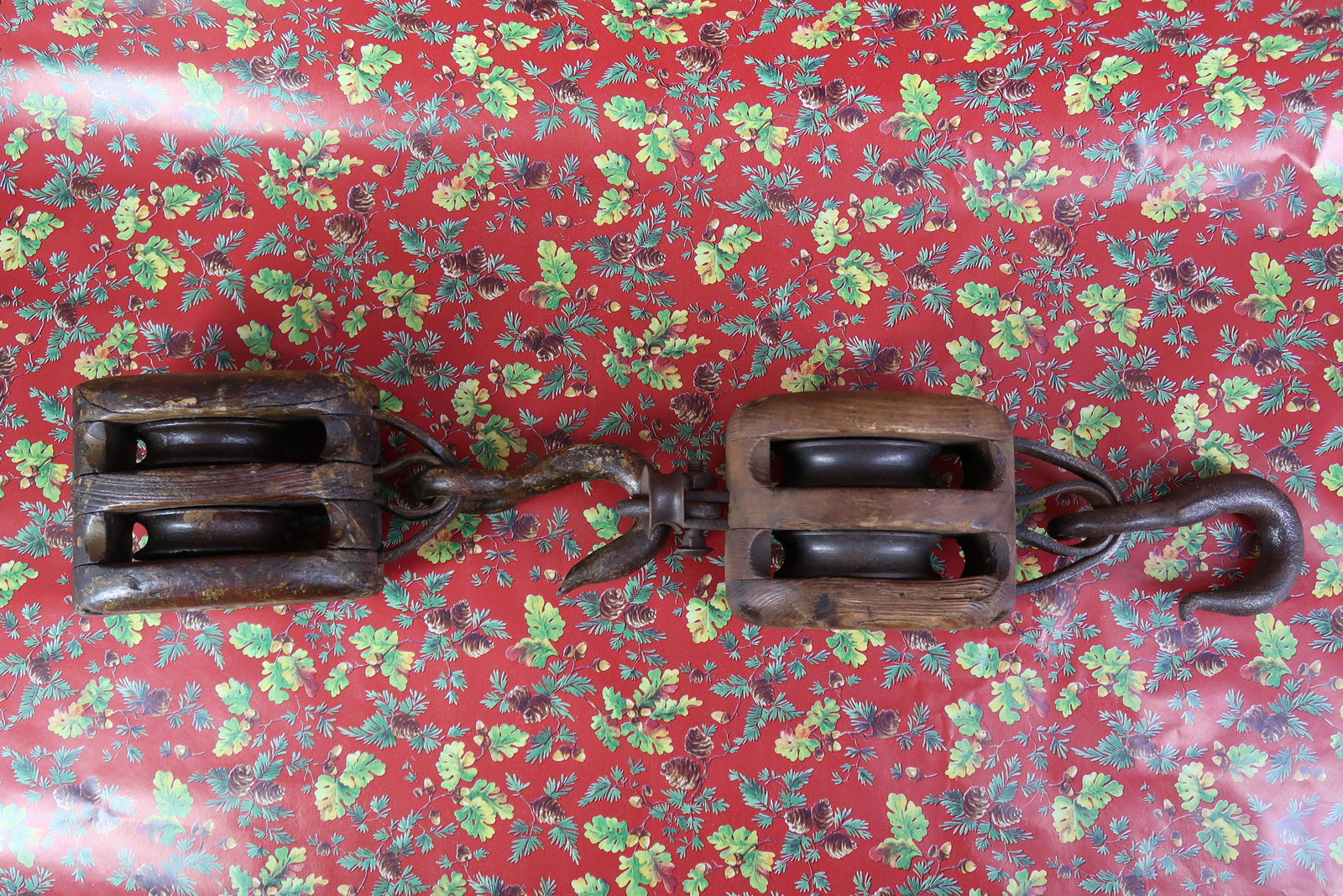 1780s 2 ship Pullies USA Wood & hand forged Steel: size: 12" X 4" X 4" each one. 1780s 2 ship Pullies USA Wood & hand forged Steel