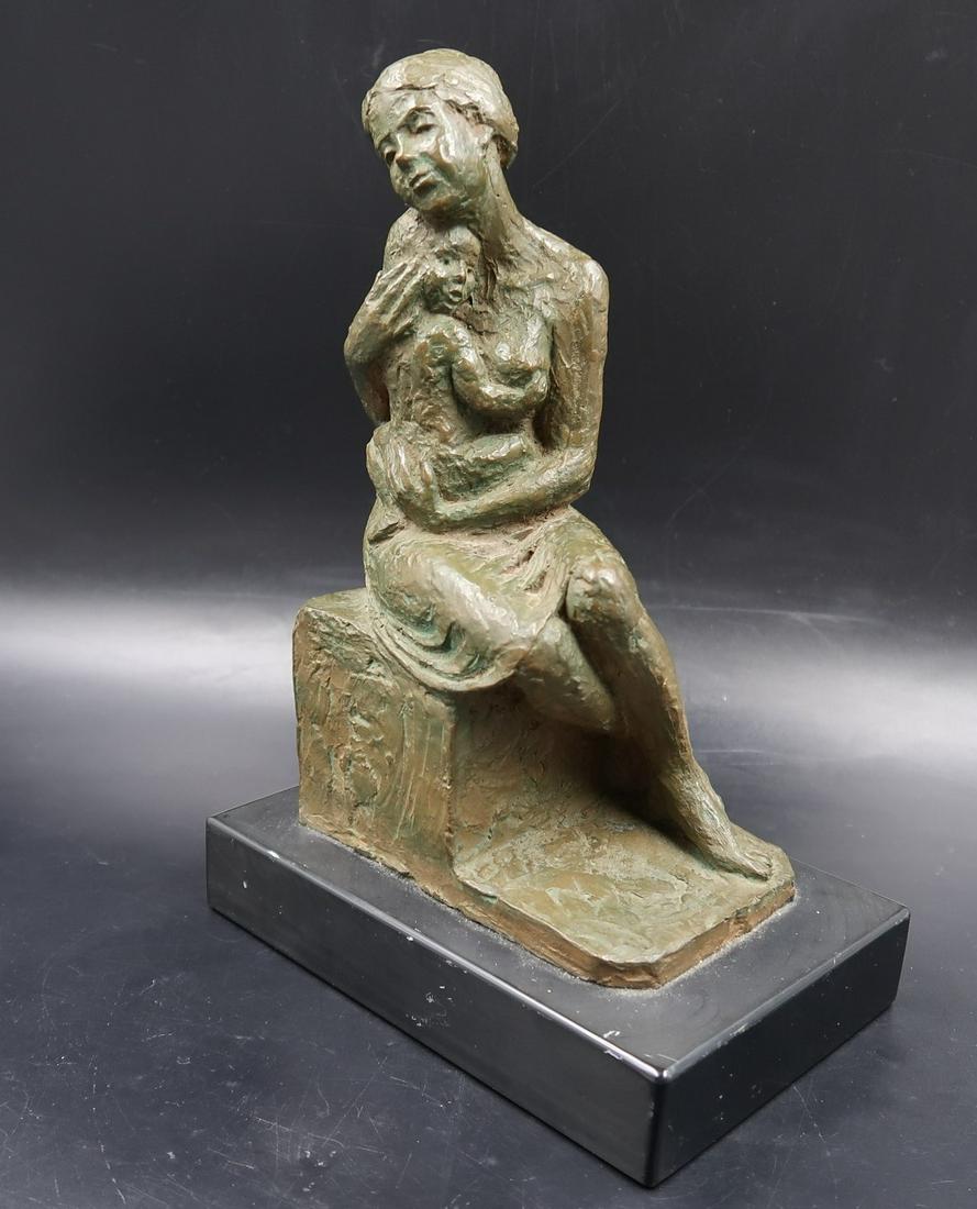 ARTHUR GLICKMAN (1923-2011) BRONZE SCULPTURE 3/8 C1970: ARTHUR GLICKMAN (1923-2011) BRONZE SCULPTURE 3/8 C1970 MOTHER CHILD. Studied with Isaac Soyer National Academy Design Arthur Glickman (1923-) Bronze Sculpture 3/8 C1970 Mother Child 8 1/4" (on Marble