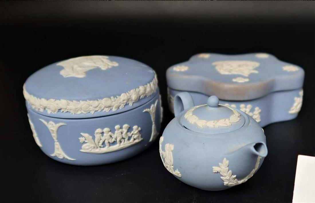 3 of Blue Wedgewood: 3 of Blue Wedgewood, Size: 3 1/2" round