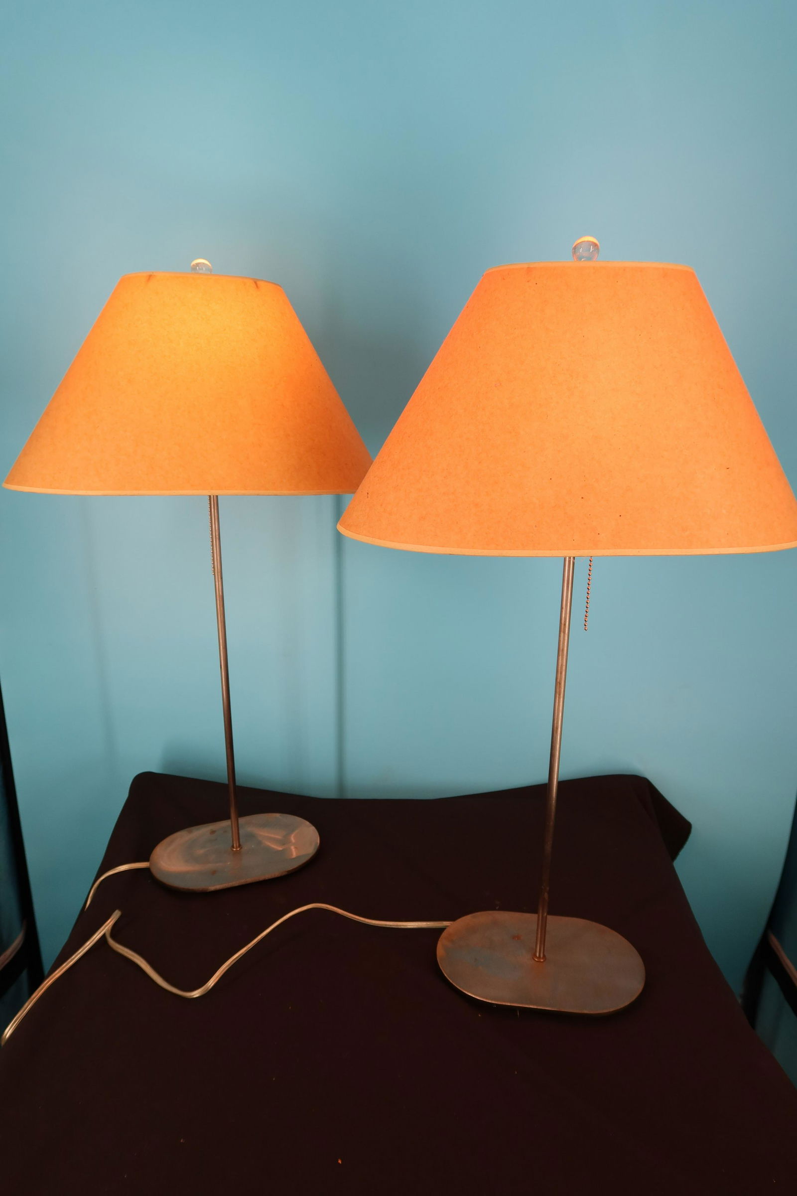 Paper skinny Lamp w/Shade 2pair: Paper skinny Lamp w/Shade 2pair, Size: 27"H x 16"W