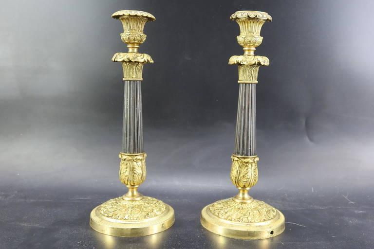 Black And Brass Candle Holders, Size 12" X 5"