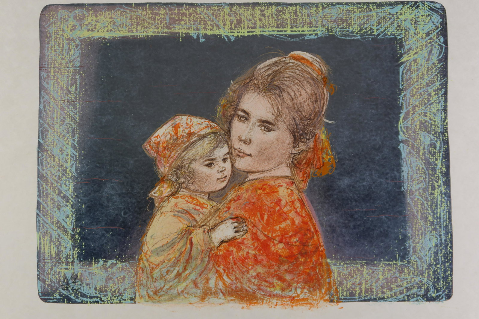 by Hibel"Mother and Daughter" size: 12" x 9": by Hibel"Mother and Daughter" size: 12" x 9"