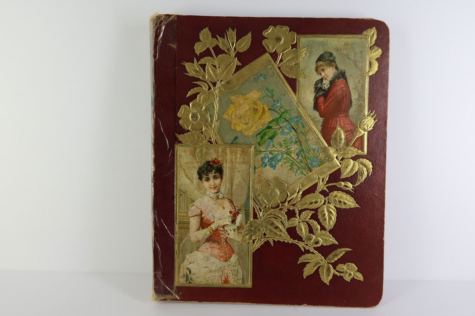 1880's Antique Victorian Trade Card Scrapbook Album 24 Pages Amazing (1 of 14)