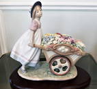 Lladro "Love's Tender Token Girl "Porcelain Figurine W/ Wooden Base