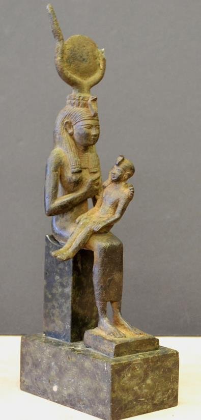 Egyptian Nefertiti bronze nursing pharo a genuine: Egyptian Nefertiti bronze nursing pharo a genuine historical piece 8.2" x 3" x 2.5" marble base 1.25h x 3.5" x2.2"