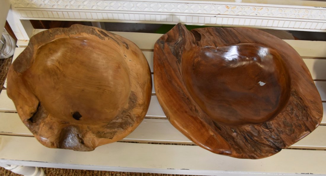 Pair of teak bowls: Pair of teak bowls . Dimensions: 20x18x7.5 Inches