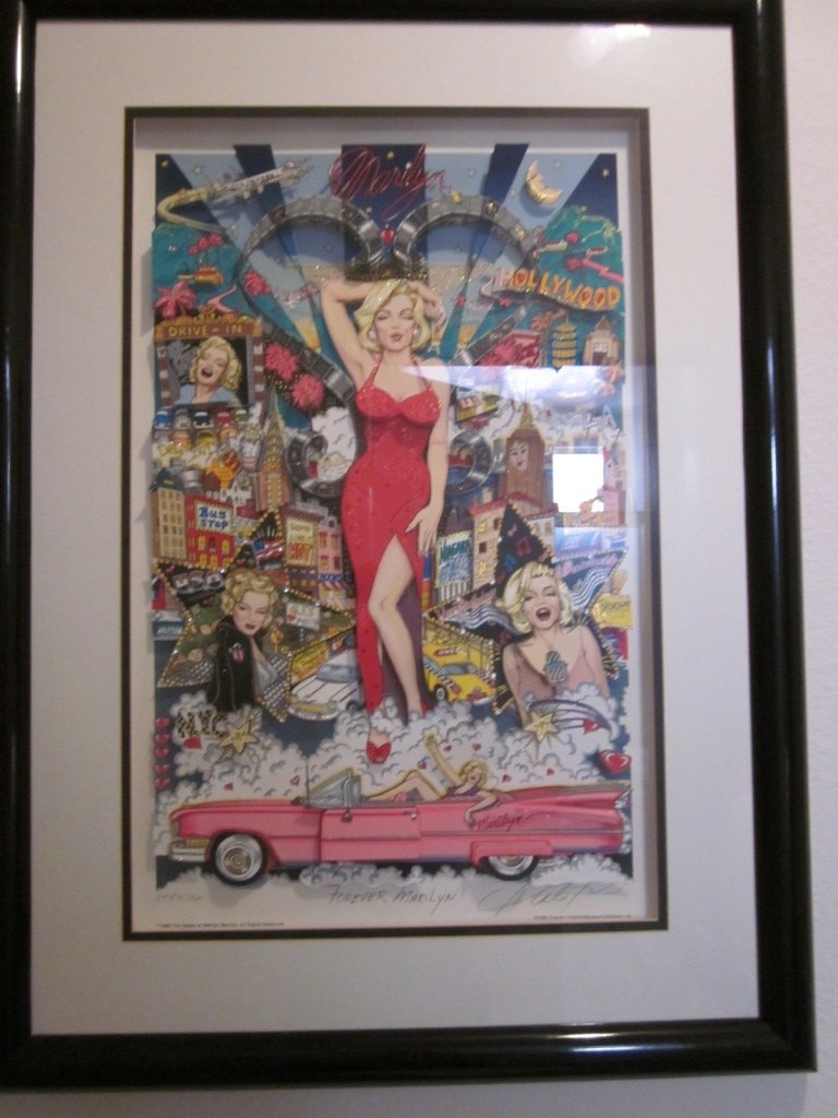 Charles Fazzino-3-D "Forever Marilyn" 344/350DX: "FOREVER MARILYN-Deluxe Edition" by: 3-D Pop Artist Charles Fazzino. Comes with black frame. Image size: 13" x 20" Signed and Numbered. 343/400. Has Certificate.