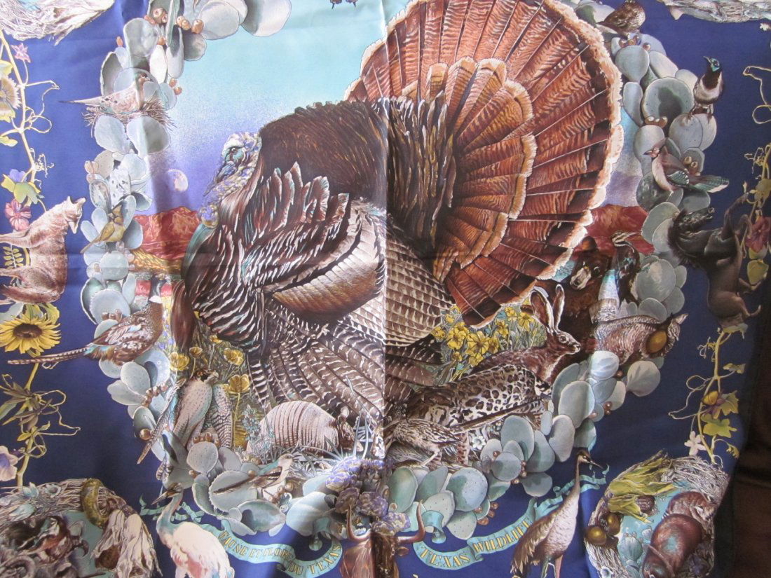 Hermes Kermit Oliver-Texas Wildlife: Hermes by Designer Kermit Oliver-Texas Wildlife- 100% Silk