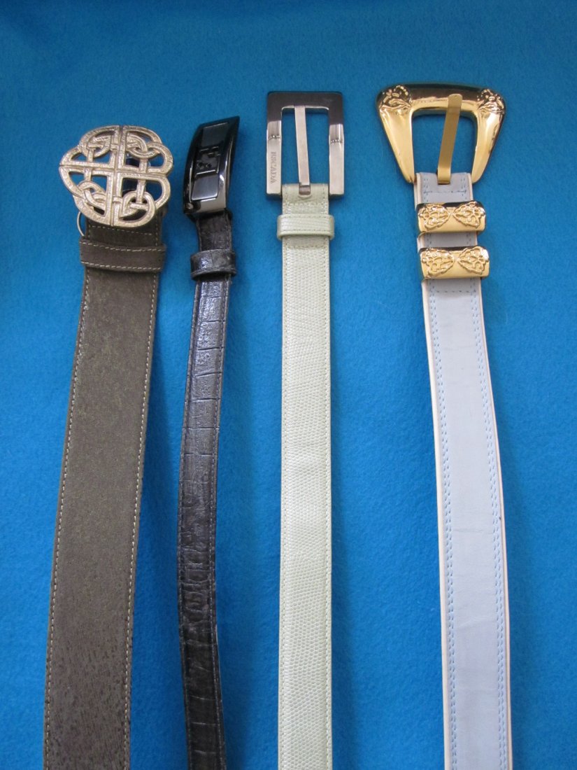 4 Escada Belts w/ Detailed Belt Buckles: Lot of 4 Escada Belts with Nice Detailed Closures. Size Small