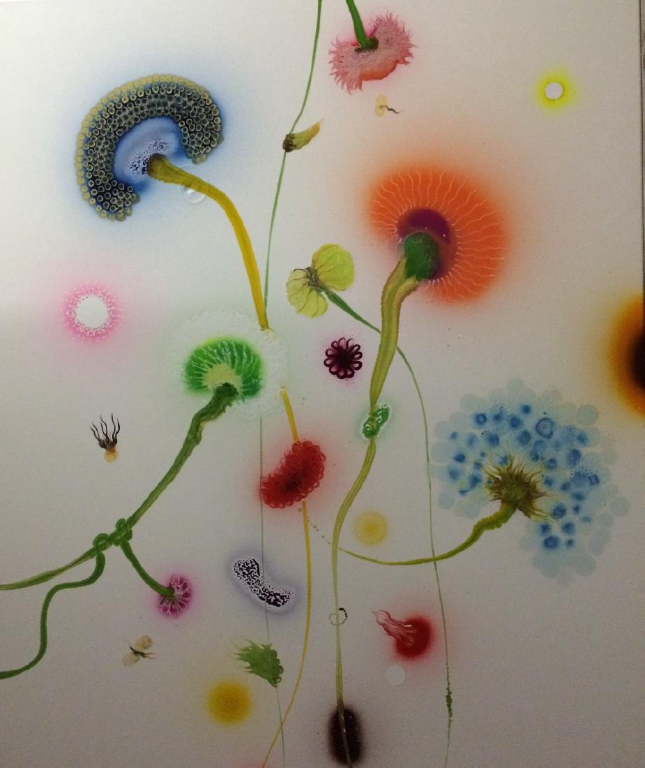 Thierry FEUZ (Austrian, born 1968): Four Seasons / Psychotropical Spring, 2008 Lacquer, glitter and acrylic on canvas 43 1/2 x 35 1/2 in. â€“ 110.5 x 90.2 cm.