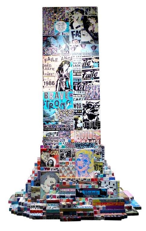 FAILE -Tower, 2010: Acrylic and silkscreen ink on wood135 x 90 x 90 in. - 342.9 x 228.6 x 228.6 cm.(Dimensions variable; buildable to 14-15 feet with base)Provenance:Perry Rubenstein Gallery, New YorkPrivate Collection,