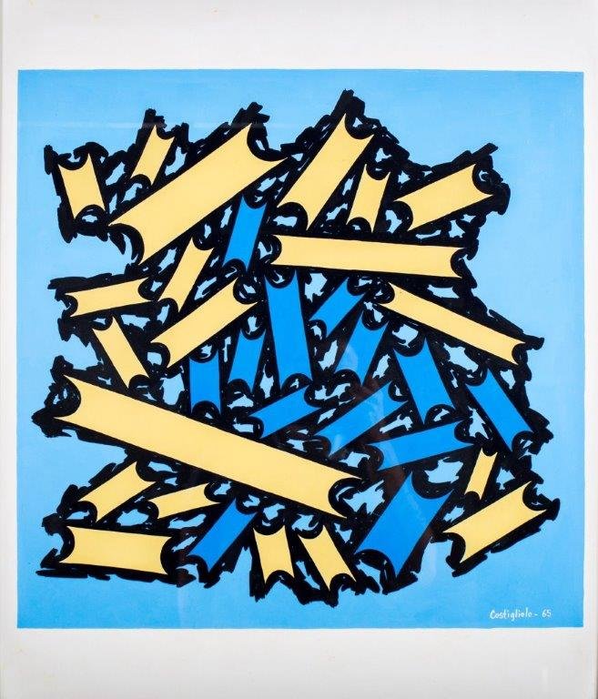 Jose Pedro COSTIGLIOLO (1902–1985)Formas Geometricas: Formas Geometricas en Amarillo y Celeste, 1965Tempera on cardboardSigned dated lower right 23. x 19.5 in. - 58.5 x 49.5 cm