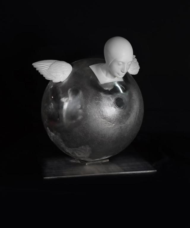 Oriano GALLONI (Italian, born 1970): Oriano GALLONI (Italian, born 1970) Voice 2, 2012 Marble and aluminum 20 x 17 5/8 x 17 1/4 in. - 51 x 45 x 44 cm.