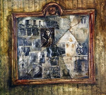 Anatoly BELKIN Untitled: Anatoly BELKIN (born 1953) Untitled, 1987 Mixed media on canvas, signed in Cyrillic and dated lower right, inscribed with the artist's name in Cyrillic and dated on the reverse. 35 1/3 x 39 3/5 in. --