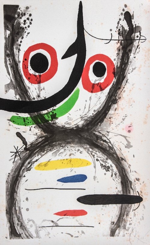 Joan MIRO (1893-1983), Composition: Joan MIRO (1893-1983) Composition Colour lithograph, signed lower right and numbered 21/75 lower left 107.5 x 67 cm - 42 1/4 x 26 3/8 in.