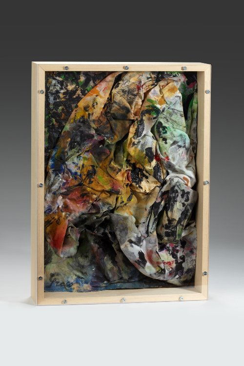 Alberto GRECO (1931-1965) Composition Abstracta informa: Alberto GRECO (1931-1965) Argentinian school Composition Abstracta informalista, 1963-1964 Mixed media on cloth, signed lower left, label from the Lennox Gallery on the reverse 12.75 x 9 in. - 32.5 x