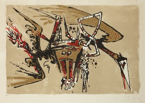 Wifredo LAM (1902-1982) Untitled: Wifredo LAM (1902-1982) Cuban school Untitled Color lithograph, signed lower right and inscribed E.A lower left 18.9 x 25.6 in. - 48 x 65 cm (à vue)