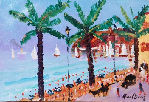 Cannes été: Marcel DUVAL (1890-1985) French School Cannes été Oil on canvas; signed lower right, signed and titled on reverse 9.5 x 14 in. -- 24 x 35 cm.