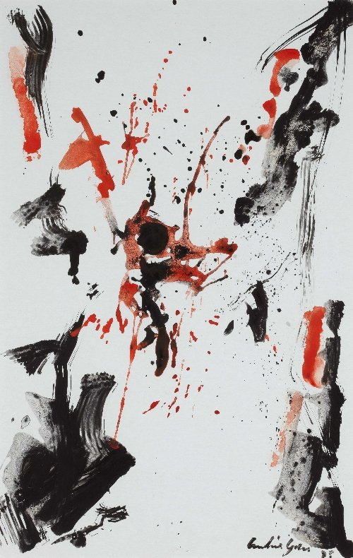 Abstraction no. 2, 1995: Andres GILES (born 1980) Argentinian School Abstraction no. 2, 1995 Mixed media on paper; signed and dated lower right; label from the Celita de Cardenas foundation on the reverse 14.75 x 9.25 in. - 3