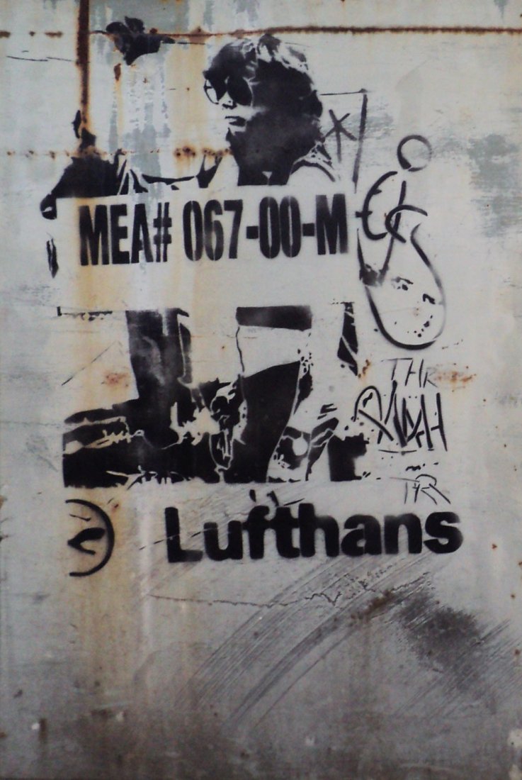 Lufthans, Berlin 2004: FAILE Lufthans , Berlin 2004 Spray paint and stencil on metal Original Street Work 40 x 27 in. - 101.5 x 68.5 cm.
