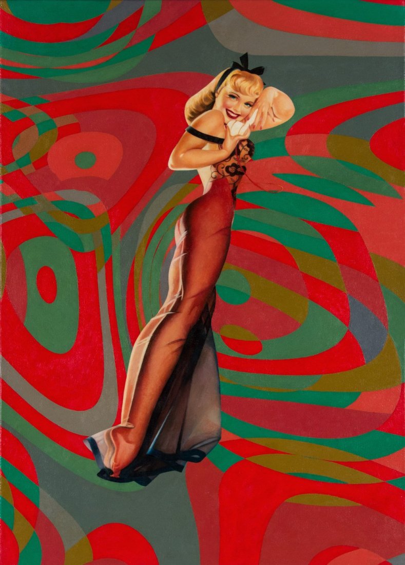 Romantic Confusion: Peter PHILLIPS (British, born 1939) Romantic Confusion Oil on canvas Signed and titled on the reverse 27.5 x 19.75 in. - 70 x 50 cm.