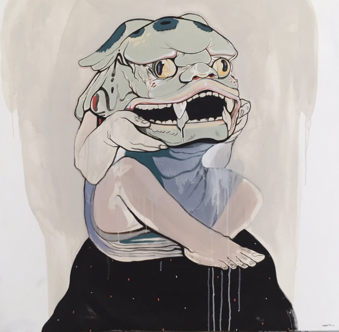 Jose MERTZ The boy with the dragon mask: Jose MERTZ The boy with the dragon mask Mixed media on canvas 48 x 48 inches *A portion of the proceeds will benefit the Arts & Business Council of Miami, 50% of the hammer price is tax deductible.