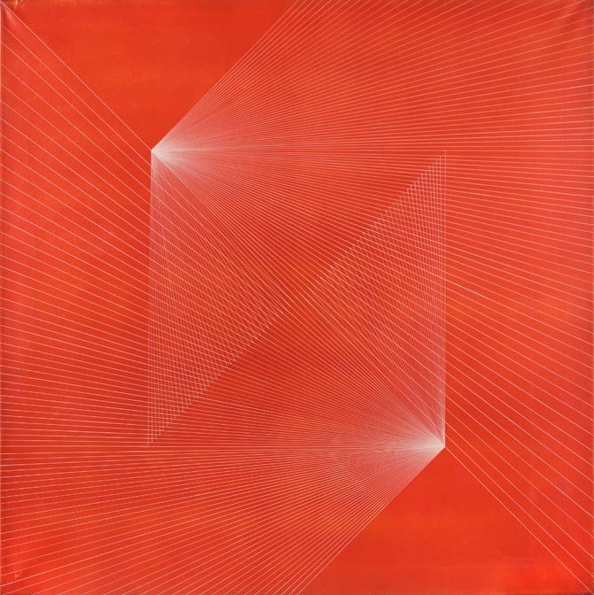 Radiation y movimientos sobre fondo rosso, 1965: Miguel Angel VIDAL (Argentinian,1928-2009) Radiation y movimientos sobre fondo rosso, 1965 Acrylic on canvas, signed, titled and dated on the reverse 63.77 x 63.77 in. - 162 x 162 cm. Provenance Priva