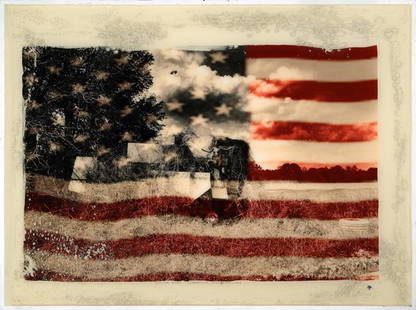 Raphael MAZZUCCO (born in 1970): Raphael MAZZUCCO (born in 1970) Flag, 2013 Archival print oil paint and mixed media, encased in resin Signed lower right and finger print monogrammed lower right 49.5 x 66.5 in. – 125.7 x 168.9 cm.