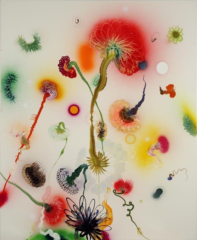 Thierry FEUZ (born in 1968): Thierry FEUZ (born in 1968) 4 seasons/ Psychotropical Autumn, 2008 Lacquer, glitter and acrylic on canvas 43.5 x 35.5 in. – 110.5 x 90.2 cm
