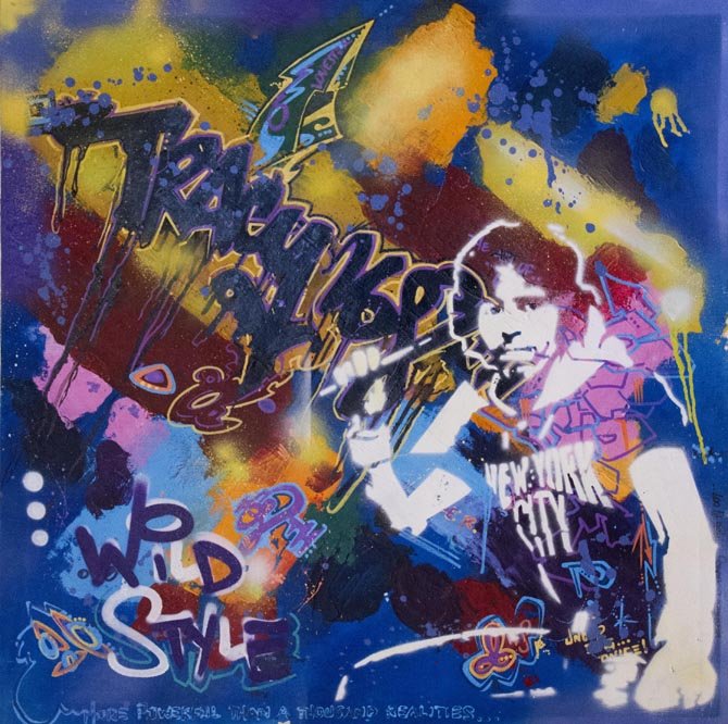 Michael TRACY (born in 1958): Michael TRACY (born in 1958) Self-portrait stencil, 1998 Mixed media on canvas 36 x 36 in. – 91.5 x 91.5 cm.